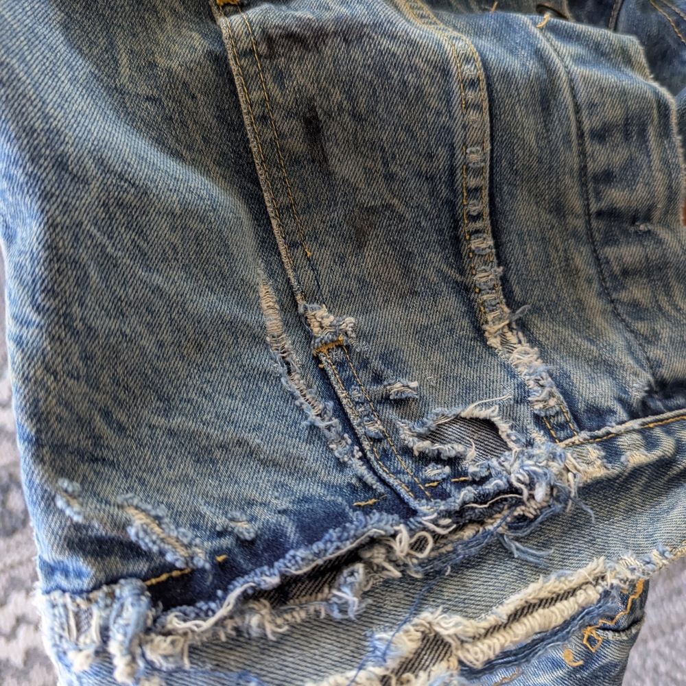 Vintage 80s Graffiti Trucker Jacket M? Blue Jean Jacket Punk Denim - Picture 15 of 16